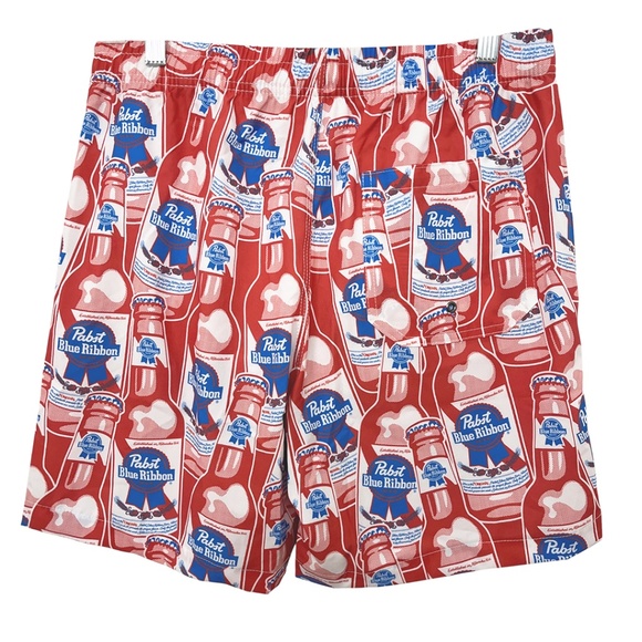 NWOT Pabst Blue Ribbon Beer Swim Trunks 6.5” Inseam Men’s Medium - Picture 2 of 8